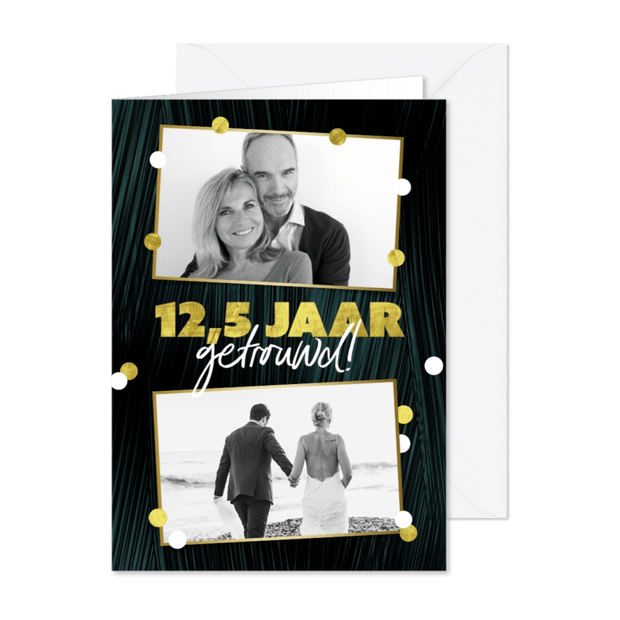 Jubileumfeest tuinfeest bbq confetti foto goud - Kaartimpressie