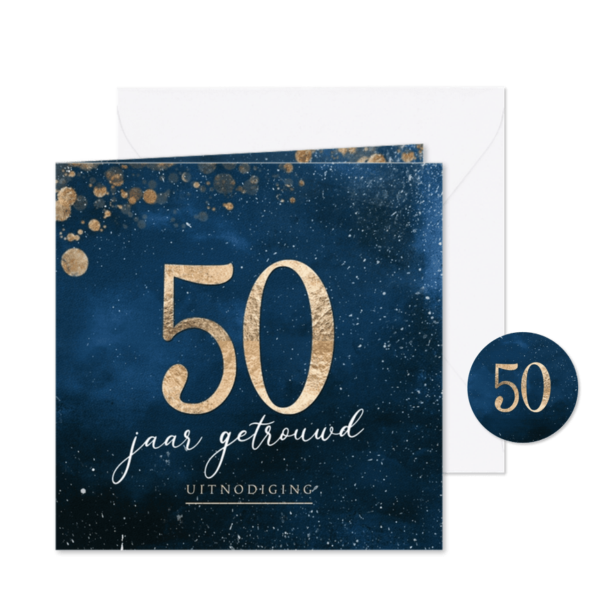 Jubileumfeest uitnodiging 50 jaar getrouwd sterrenhemel - Kaartimpressie