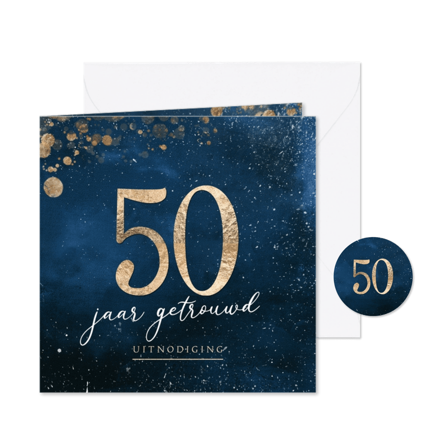Jubileumfeest uitnodiging 50 jaar getrouwd sterrenhemel - Kaartimpressie