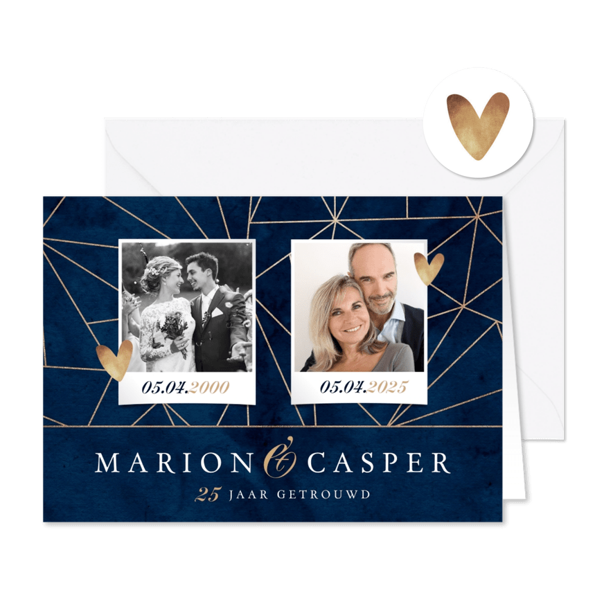 Jubileumfeest uitnodiging geometrisch goud stijlvol foto - Kaartimpressie