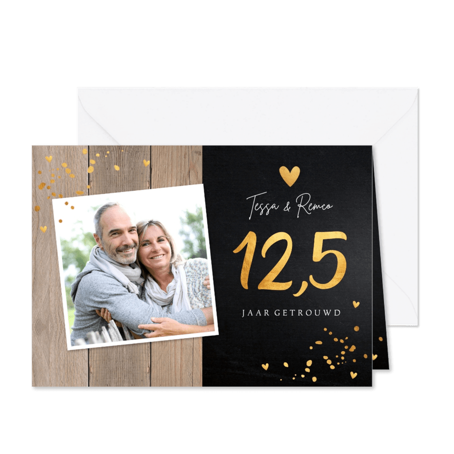 Jubileumkaart 12,5 jaar foto hartje hout - Kaartimpressie