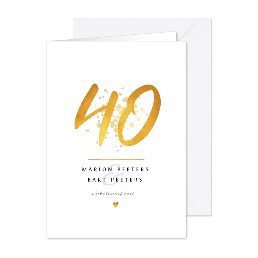 Jubileumkaart 40 jaar huwelijk goudlook klassiek - Kaartimpressie