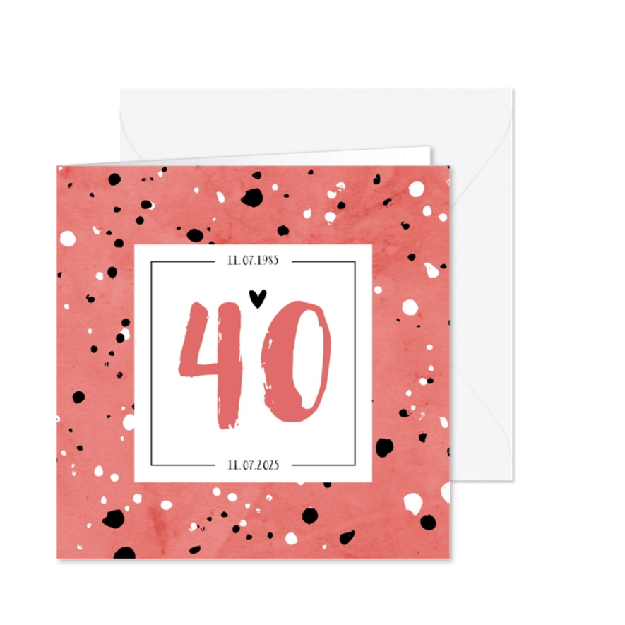 Jubileumkaart 40 jaar huwelijk rood stijlvol en hip - Kaartimpressie