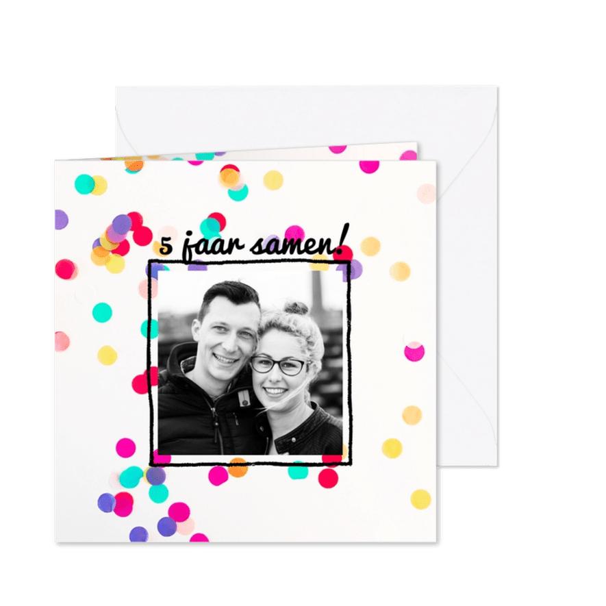 Jubileumkaart 5 jaar samen stip - Kaartimpressie