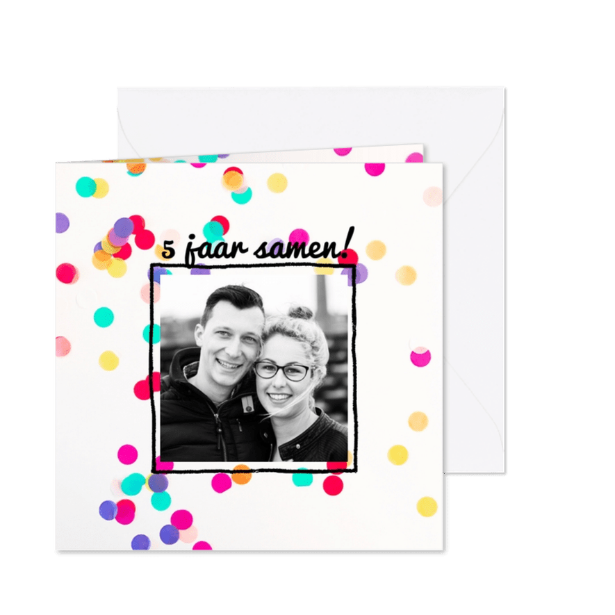 Jubileumkaart 5 jaar samen stip - Kaartimpressie