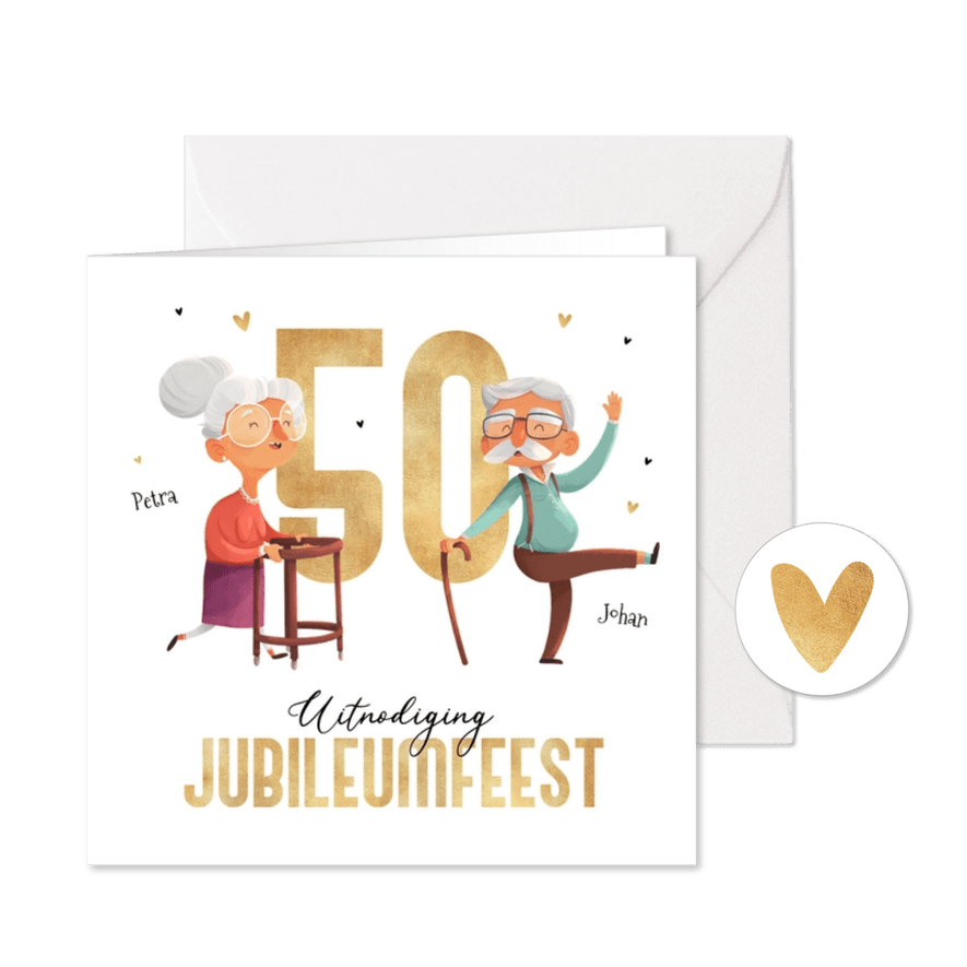 Jubileumkaart 50 jaar getrouwd humor oudjes - Kaartimpressie