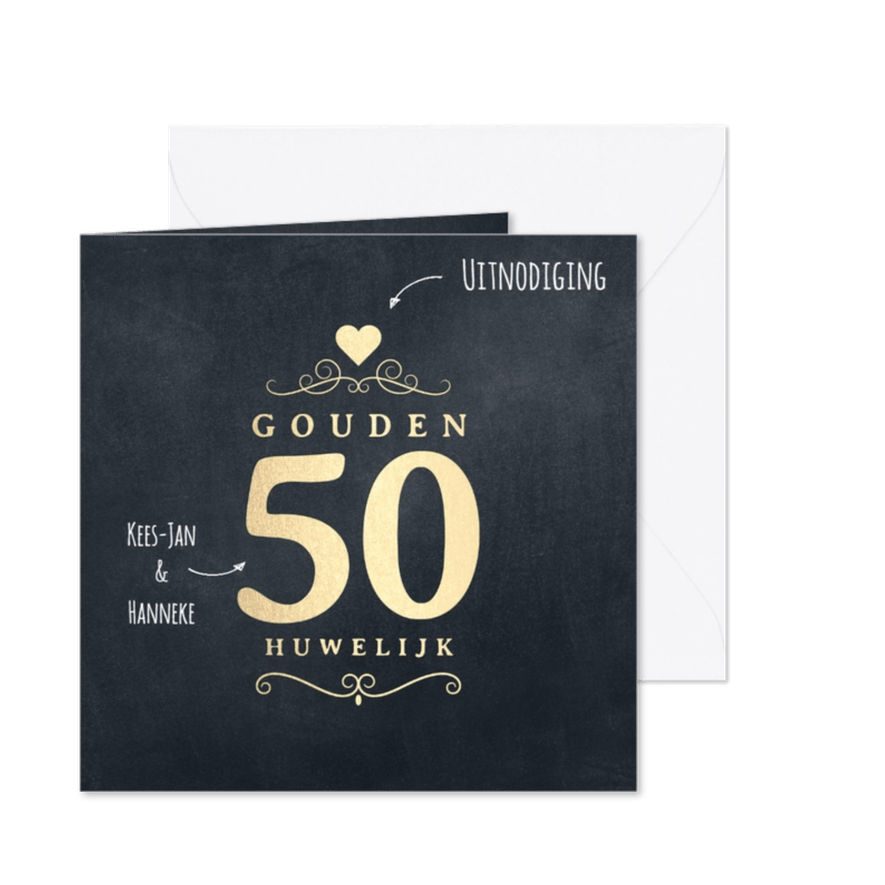 Jubileumkaart 50 jaar krijtbord - Kaartimpressie