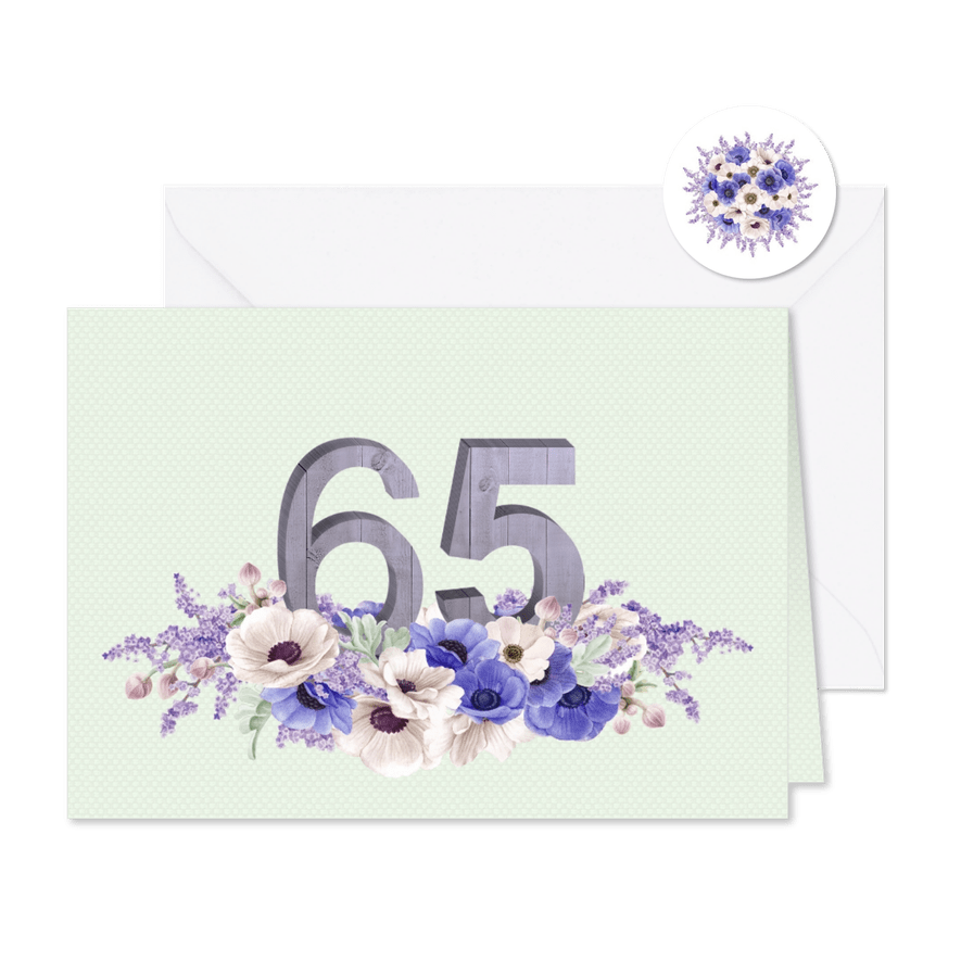 Jubileumkaart anemonen 65 jaar - Kaartimpressie