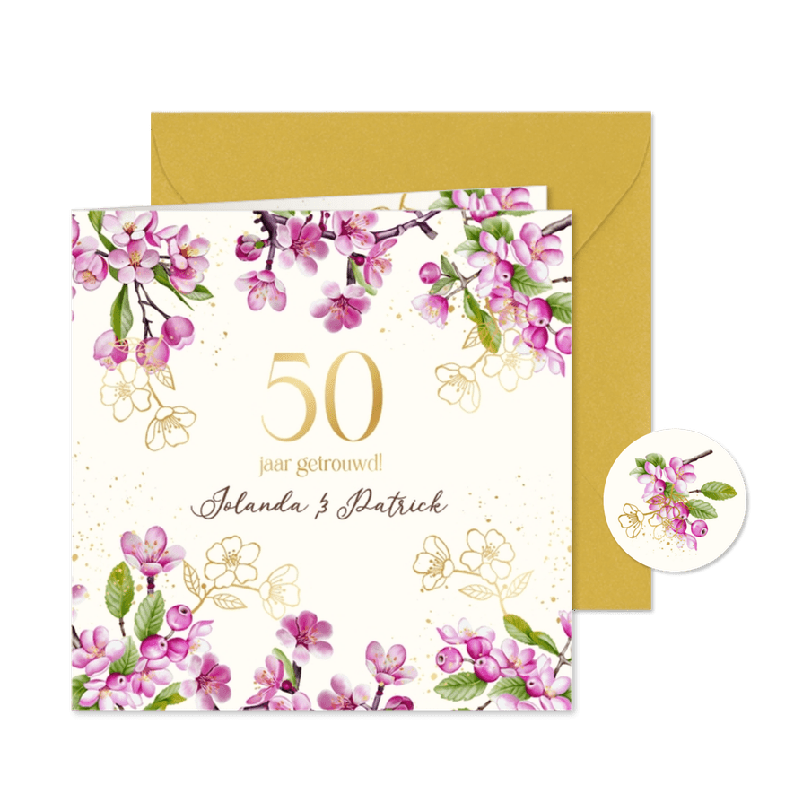 Jubileumkaart bloesemtakken 50 jaar - Kaartimpressie
