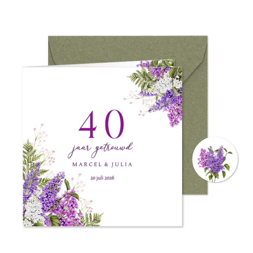 Jubileumkaart botanische seringen - Kaartimpressie