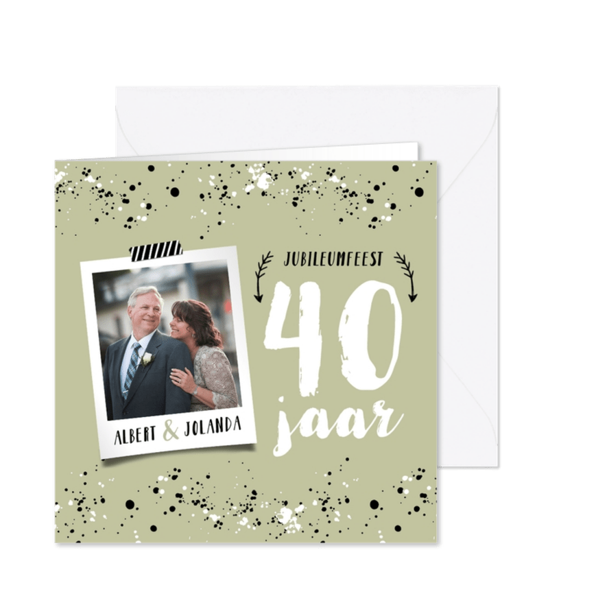 Jubileumkaart hip met spetters en eigen foto - Kaartimpressie