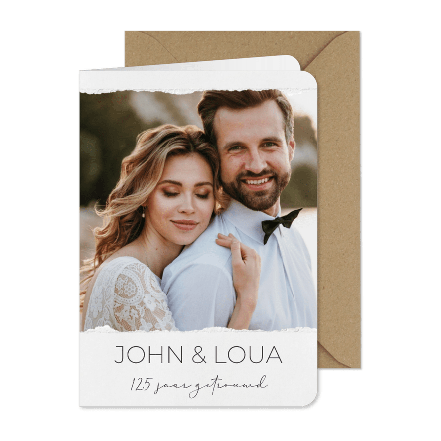 Jubileumkaart papier grote foto 12,5 jaar getrouwd - Kaartimpressie