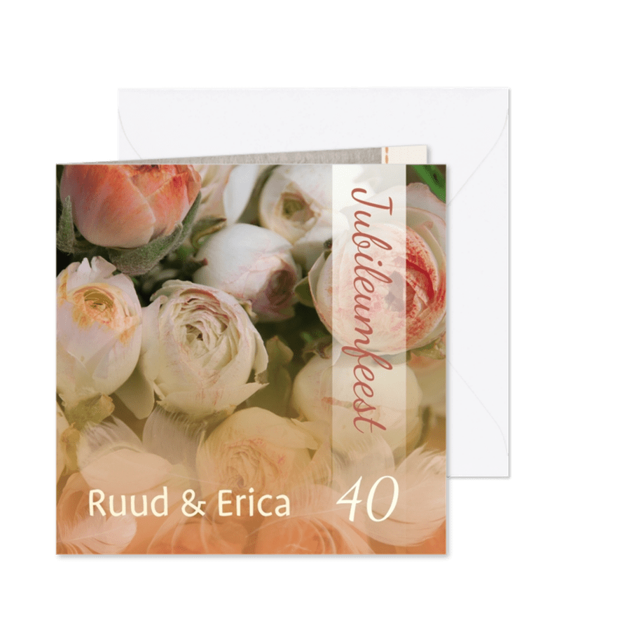 Jubileumkaart ranonkel kleur - Kaartimpressie