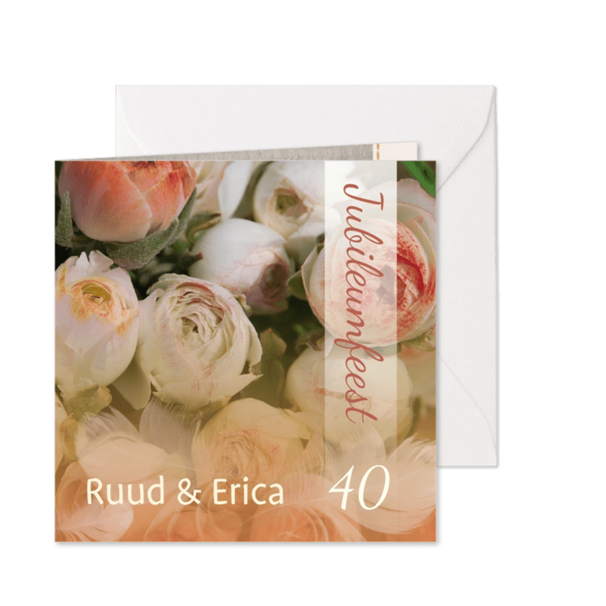 Jubileumkaart ranonkel kleur - Kaartimpressie