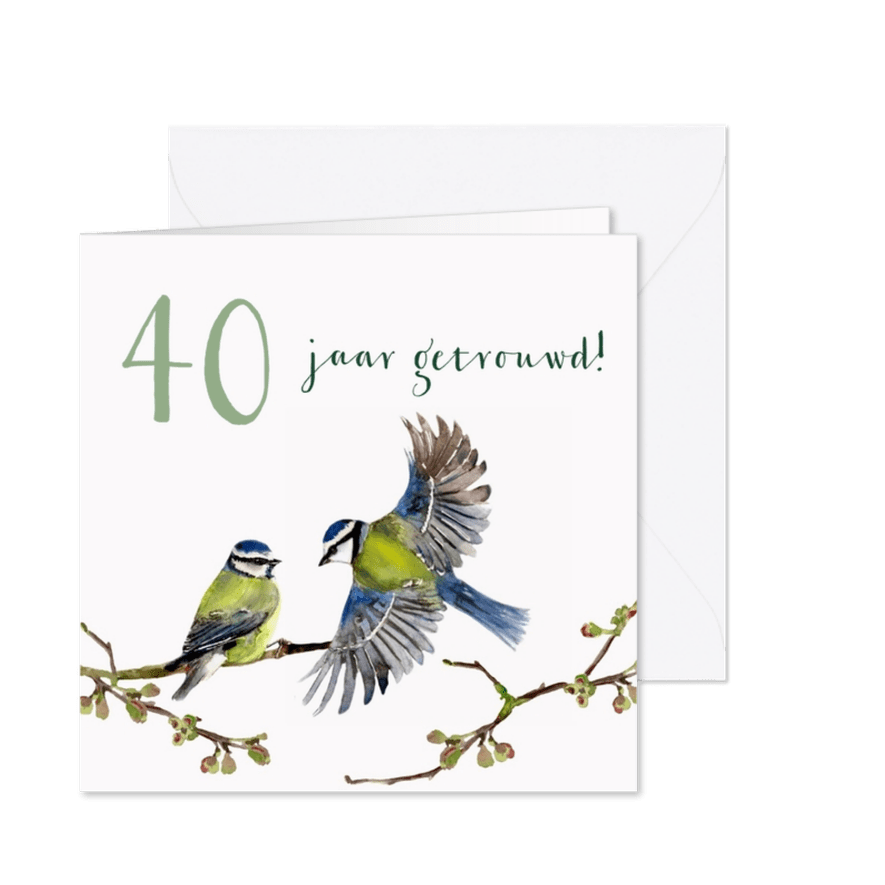 Jubileumkaart Romantische vogels - Kaartimpressie