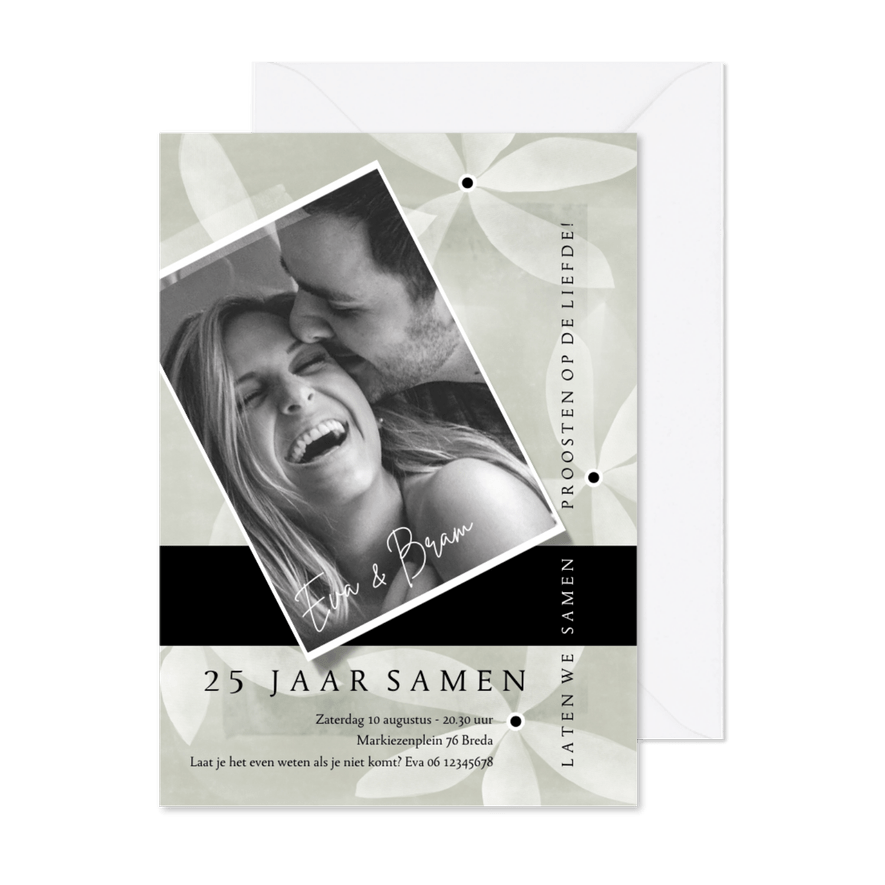 Jubileumkaart uitnodiging feestje 25 jaar samen - Kaartimpressie