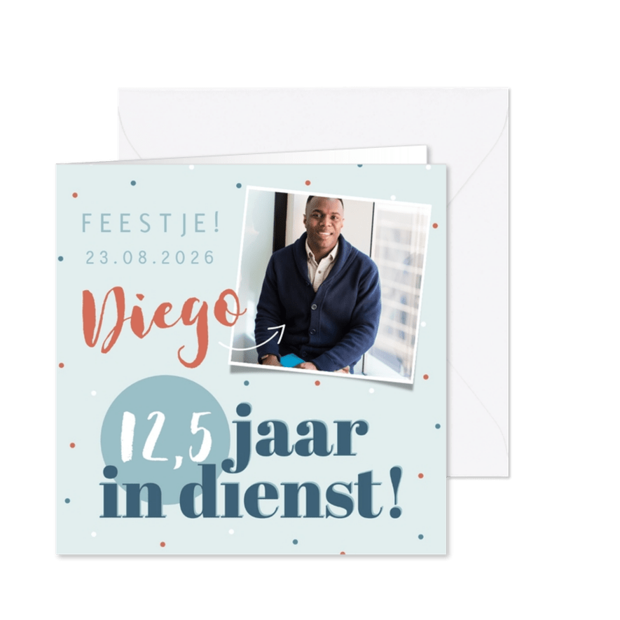 Jubileumkaart uitnodiging feestje blauw - Kaartimpressie