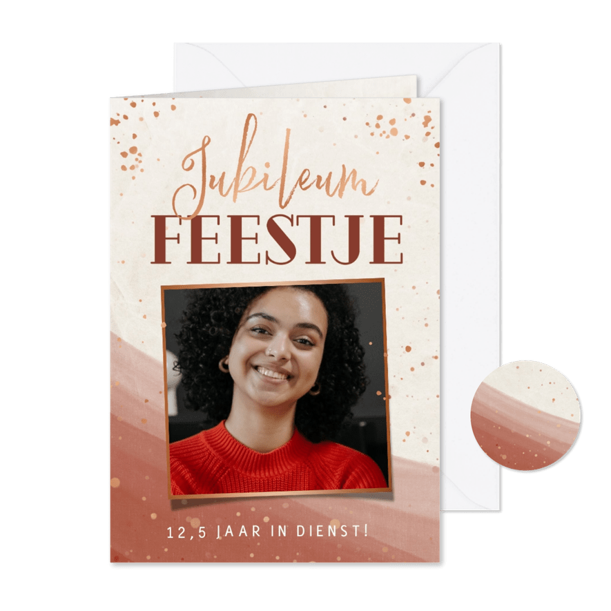 Jubileumkaart uitnodiging feestje met waterverf en foto - Kaartimpressie