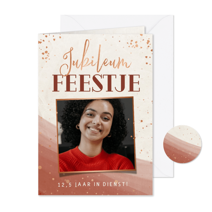 Jubileumkaart uitnodiging feestje met waterverf en foto - Kaartimpressie
