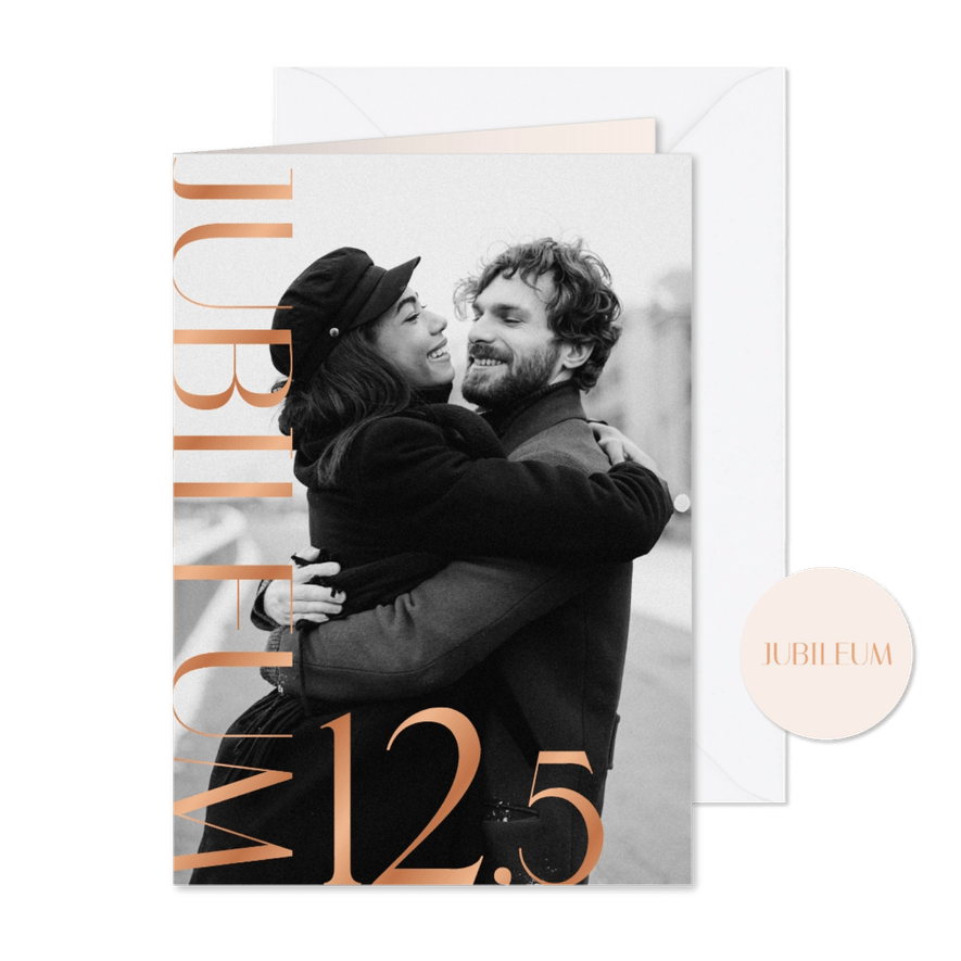 Jubileumkaartje met grote foto en koperfolie 12,5 jubileum - Kaartimpressie