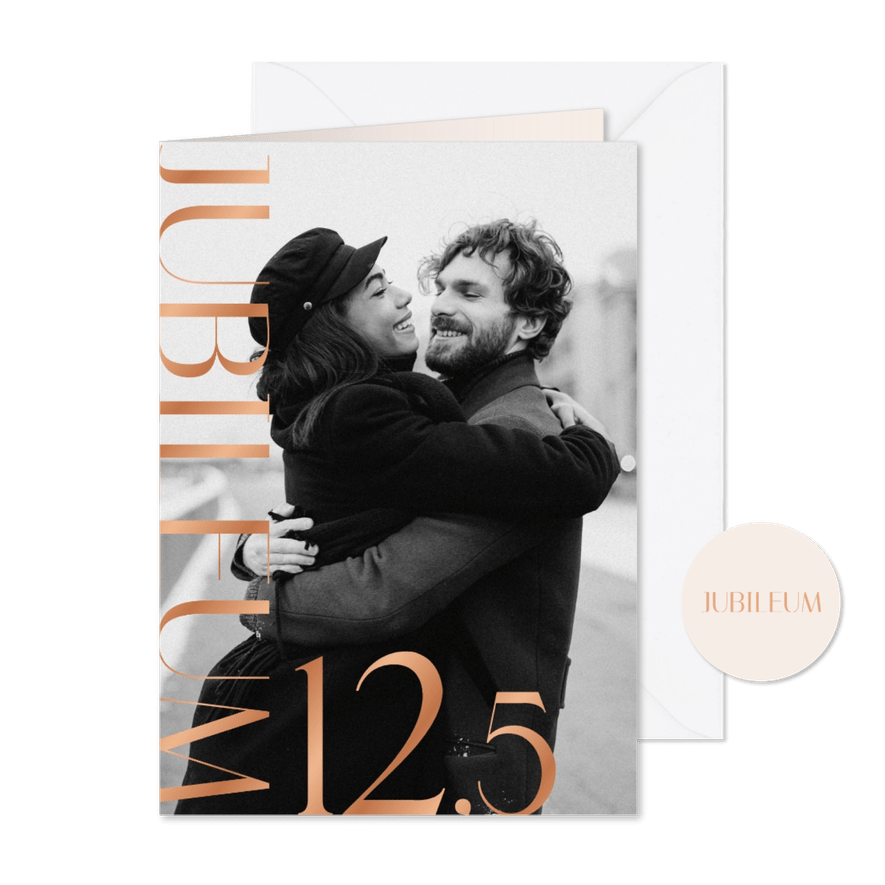 Jubileumkaartje met grote foto en koperfolie 12,5 jubileum - Kaartimpressie