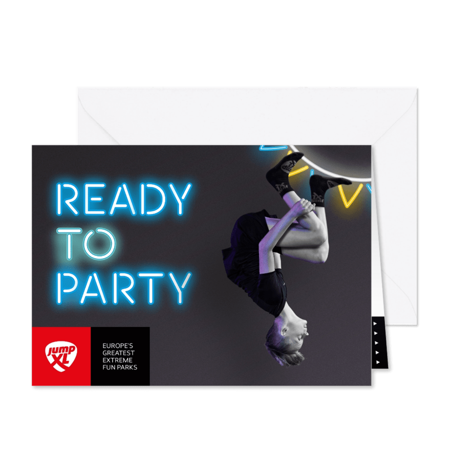 Jump XL kinderfeest uitnodiging - Kaartimpressie
