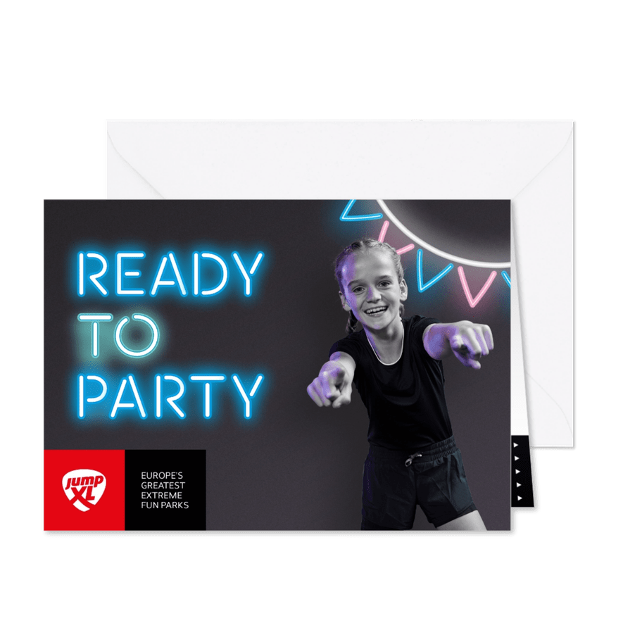 Jump XL kinderfeestje uitnodiging - Kaartimpressie