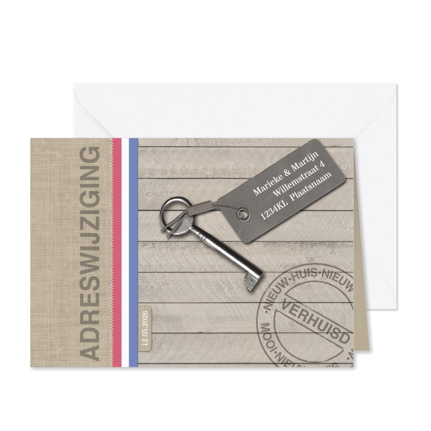 Jute en houtlook verhuiskaart  - Kaartimpressie