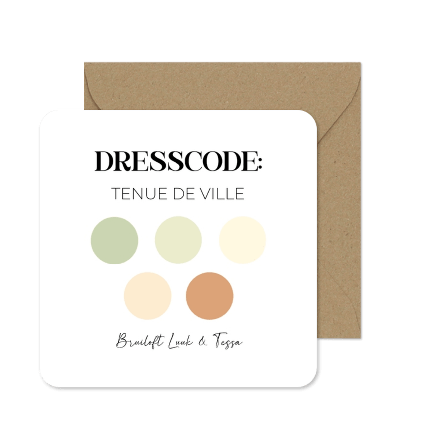 Kaartje dresscode minimalistisch met cirkeltjes - Kaartimpressie