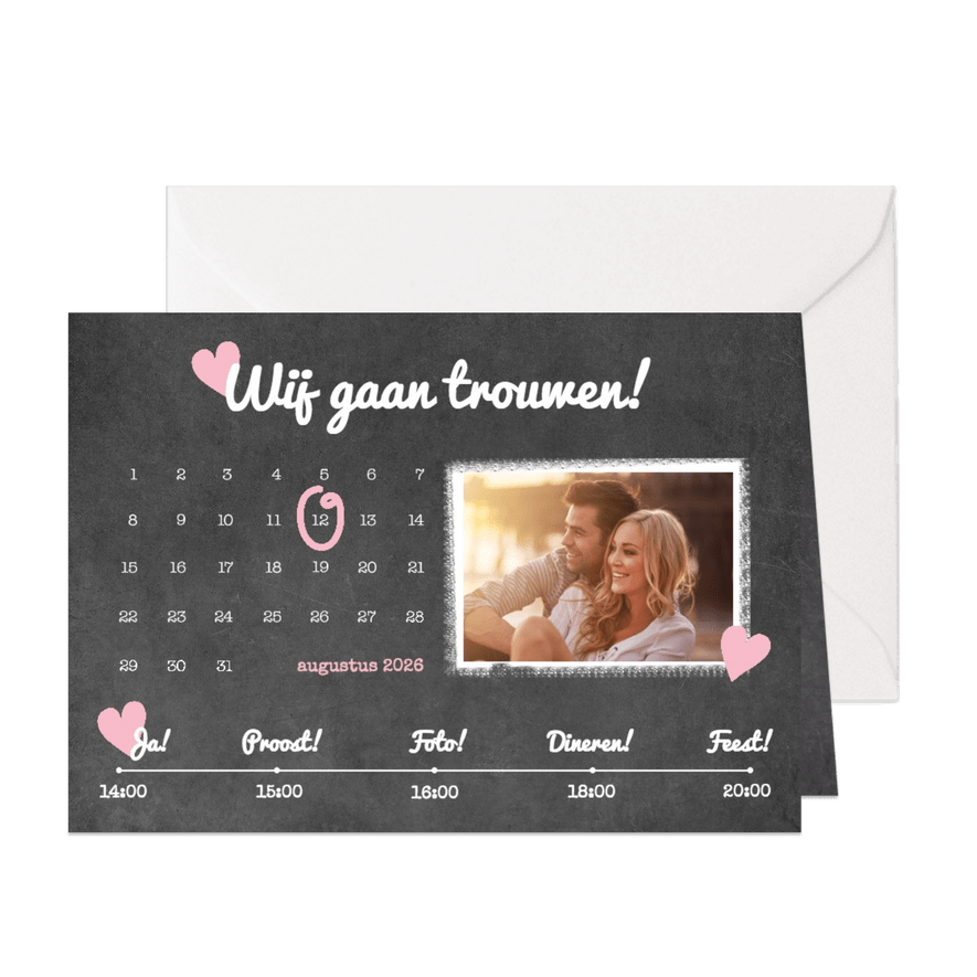 Kalender krijt trouwen - BK - Kaartimpressie