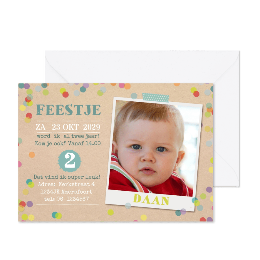 Karton look met confetti - Kaartimpressie