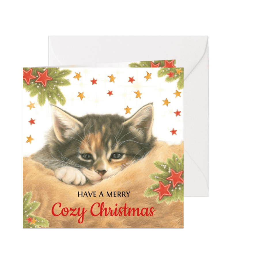 Kattenkerstkaart Have a Cozy Christmas - Kaartimpressie