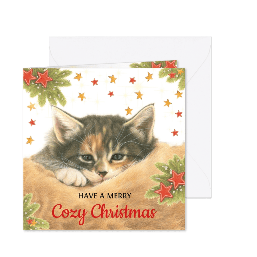 Kattenkerstkaart Have a Cozy Christmas - Kaartimpressie