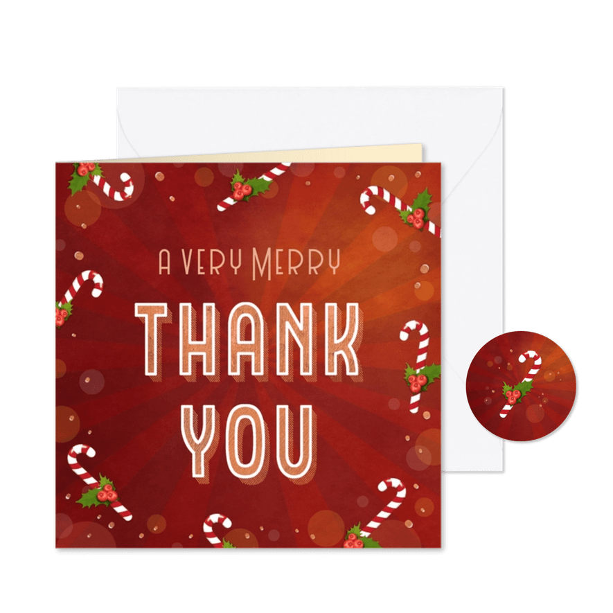 Kerst - bedankkaart merry thank you - Kaartimpressie
