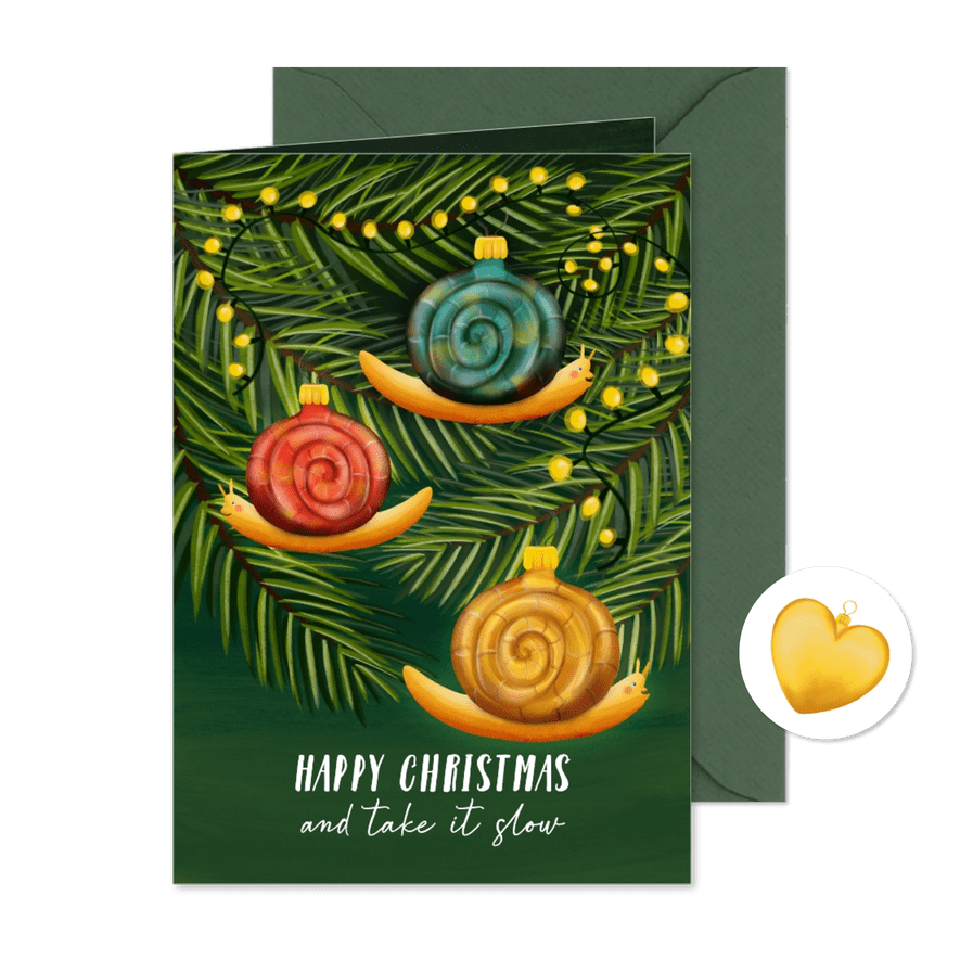 Kerst-beterschap-kaart met slakken - Kaartimpressie