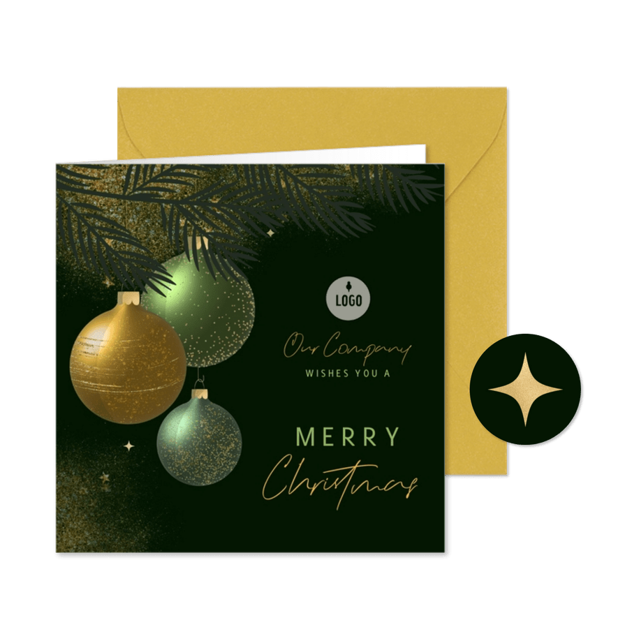Kerst chique zakelijk internationaal sprankelend goud groen - Kaartimpressie