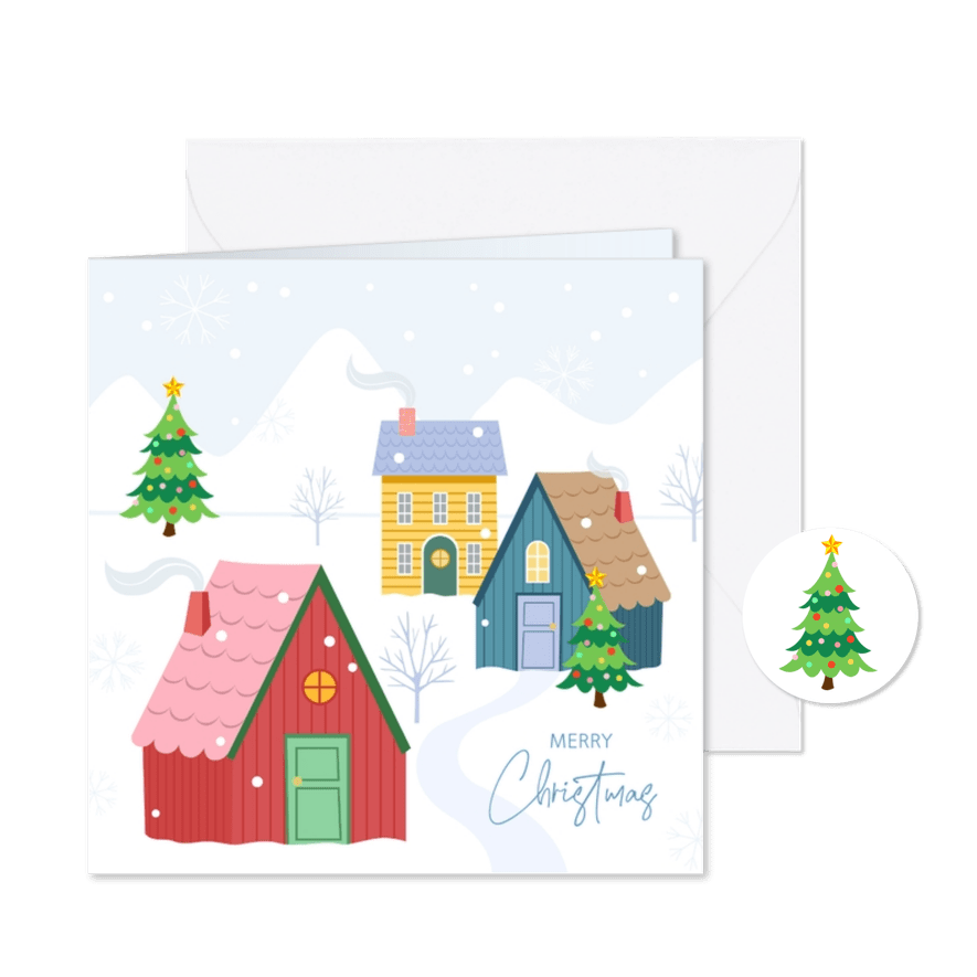 Kerst dorpje kerstkaart - Kaartimpressie