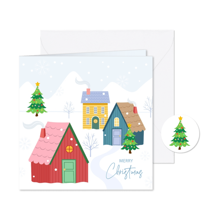 Kerst dorpje kerstkaart - Kaartimpressie