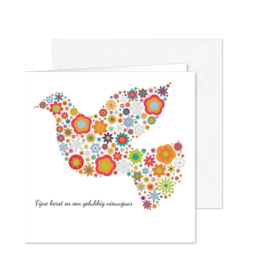 Kerst en nieuwjaarskaart met een duif - Kaartimpressie