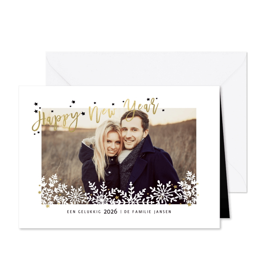 Kerst en nieuwjaarskaart sneeuw - Kaartimpressie