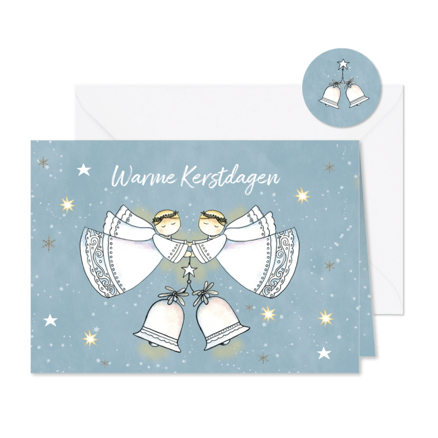 Kerst engeltjes kerstklokken - Kaartimpressie