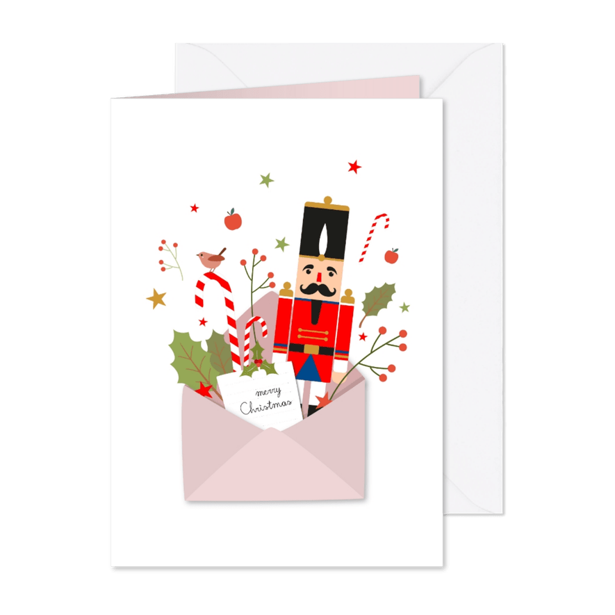 Kerst envelop met notenkraker - Kaartimpressie