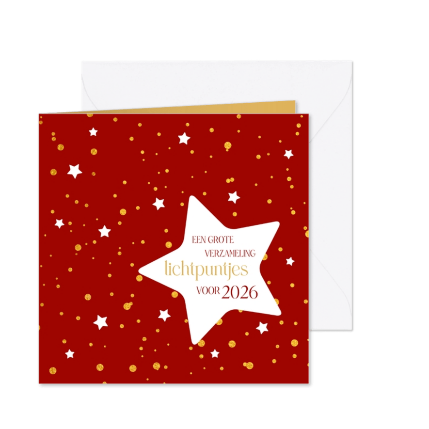 Kerst gouden lichtpuntjes met sterren - Kaartimpressie