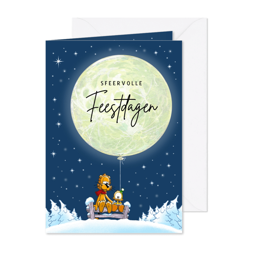 Kerst maan Loeki en Guusje - Kaartimpressie