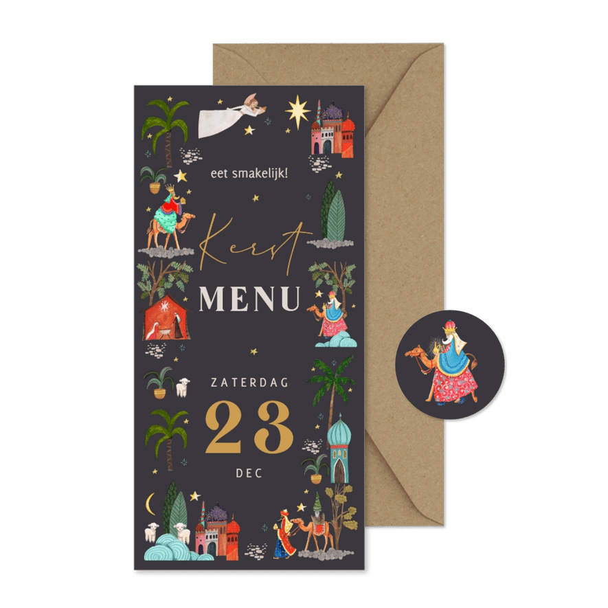 Kerst menukaart drie koningen viering - Kaartimpressie