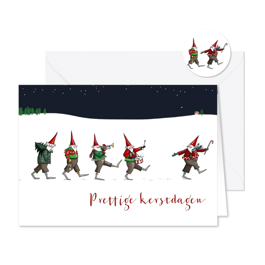 Kerst - Negen kerstmannetjes op kerstavond - Kaartimpressie