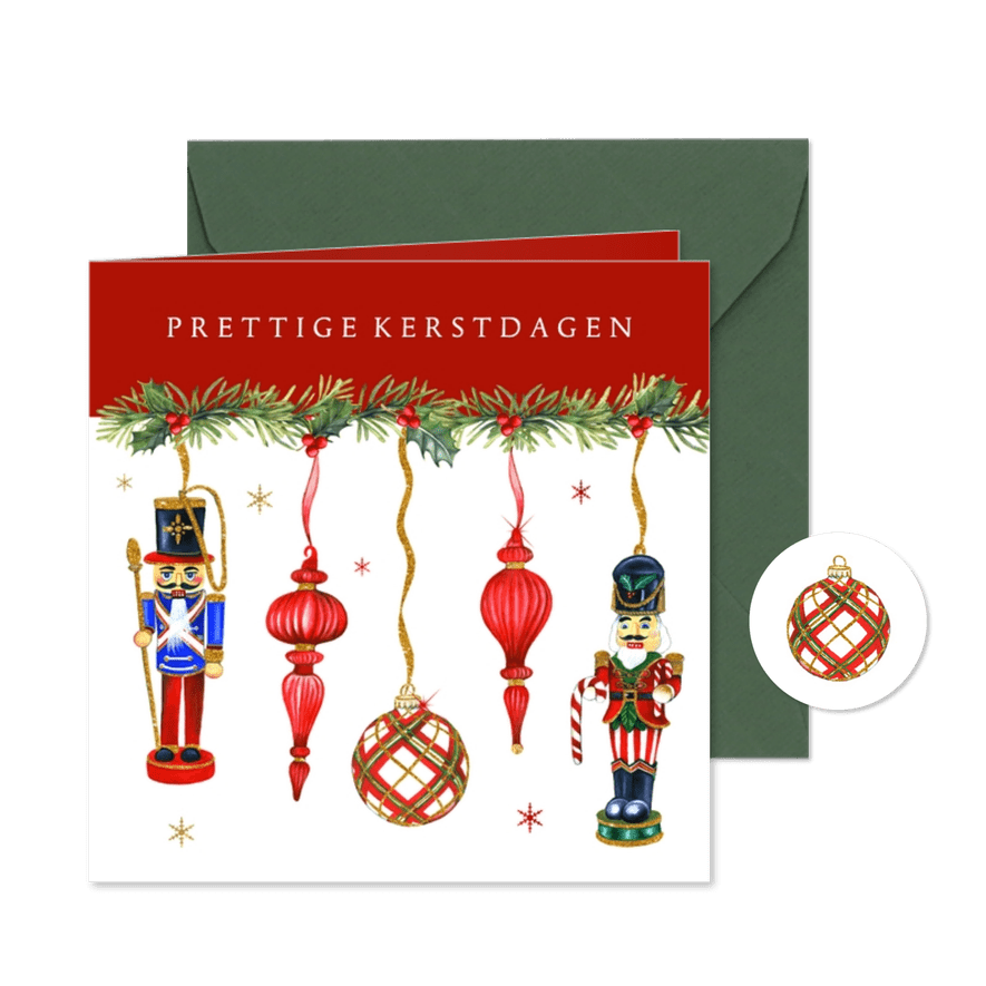 Kerst notenkrakers en kerstballen - Kaartimpressie