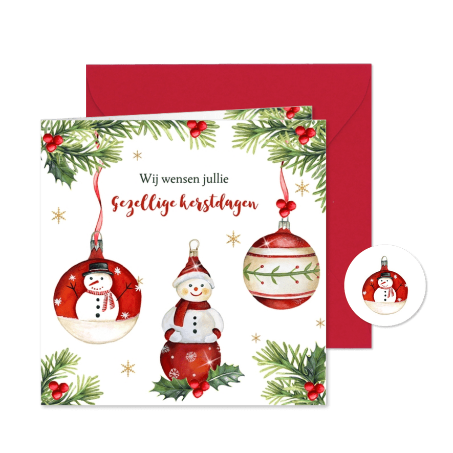 Kerst sneeuwpopje beertje - Kaartimpressie