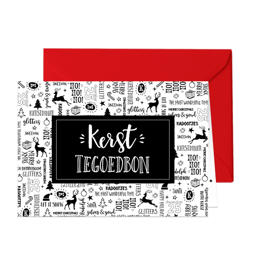 Kerst tegoedbon handlettering rendieren - Kaartimpressie