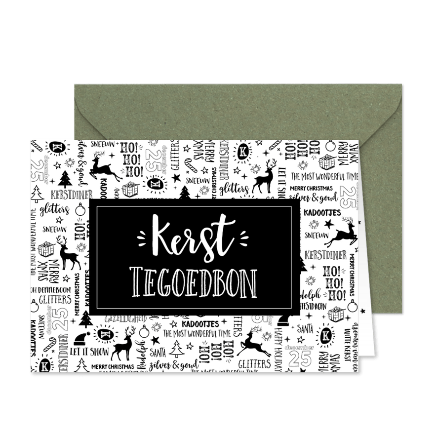 Kerst tegoedbon handlettering rendieren - Kaartimpressie